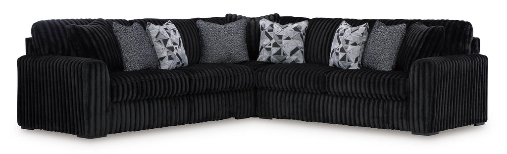 Midnight-Madness Onyx Corduroy 3-Piece Symmetrical Sectional