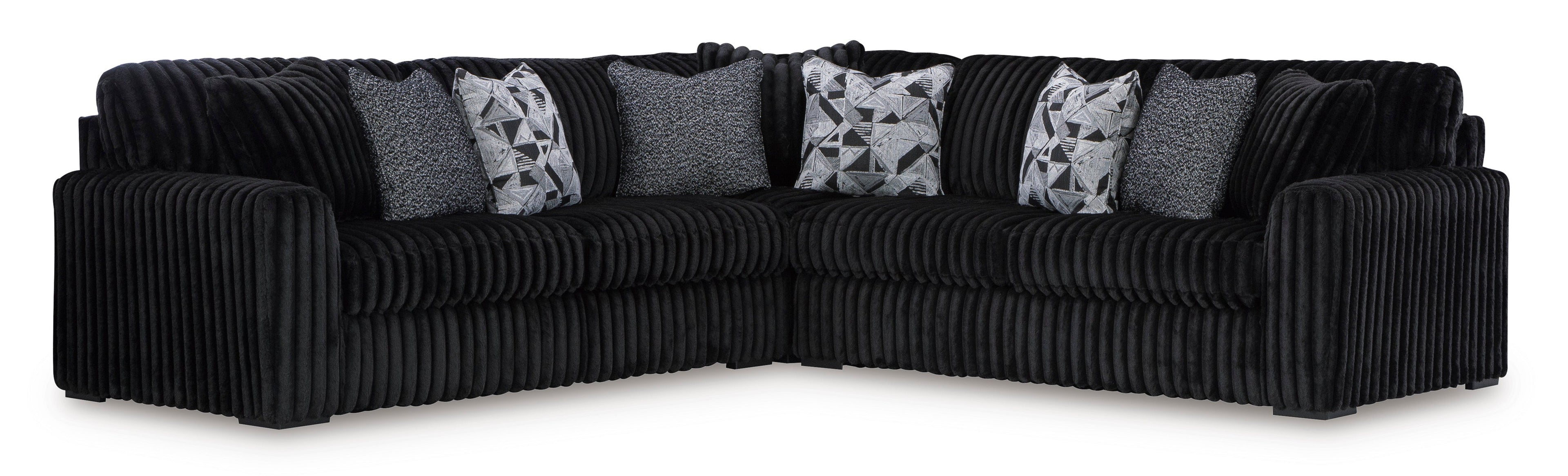 Midnight-Madness Onyx Corduroy 3-Piece Symmetrical Sectional