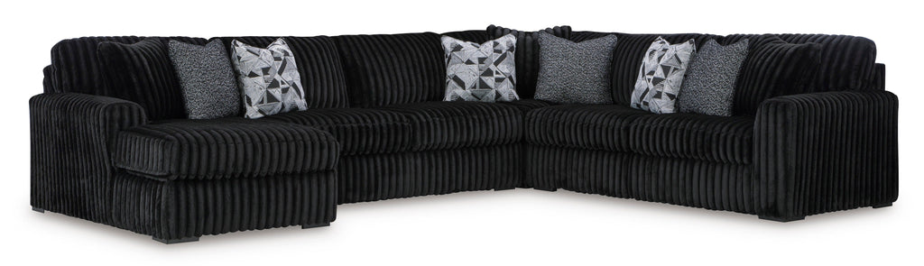 Midnight-Madness Onyx Corduroy 4-Piece LAF Chaise Sectional