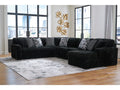 Midnight-Madness Onyx Corduroy 4-Piece RAF Chaise Sectional