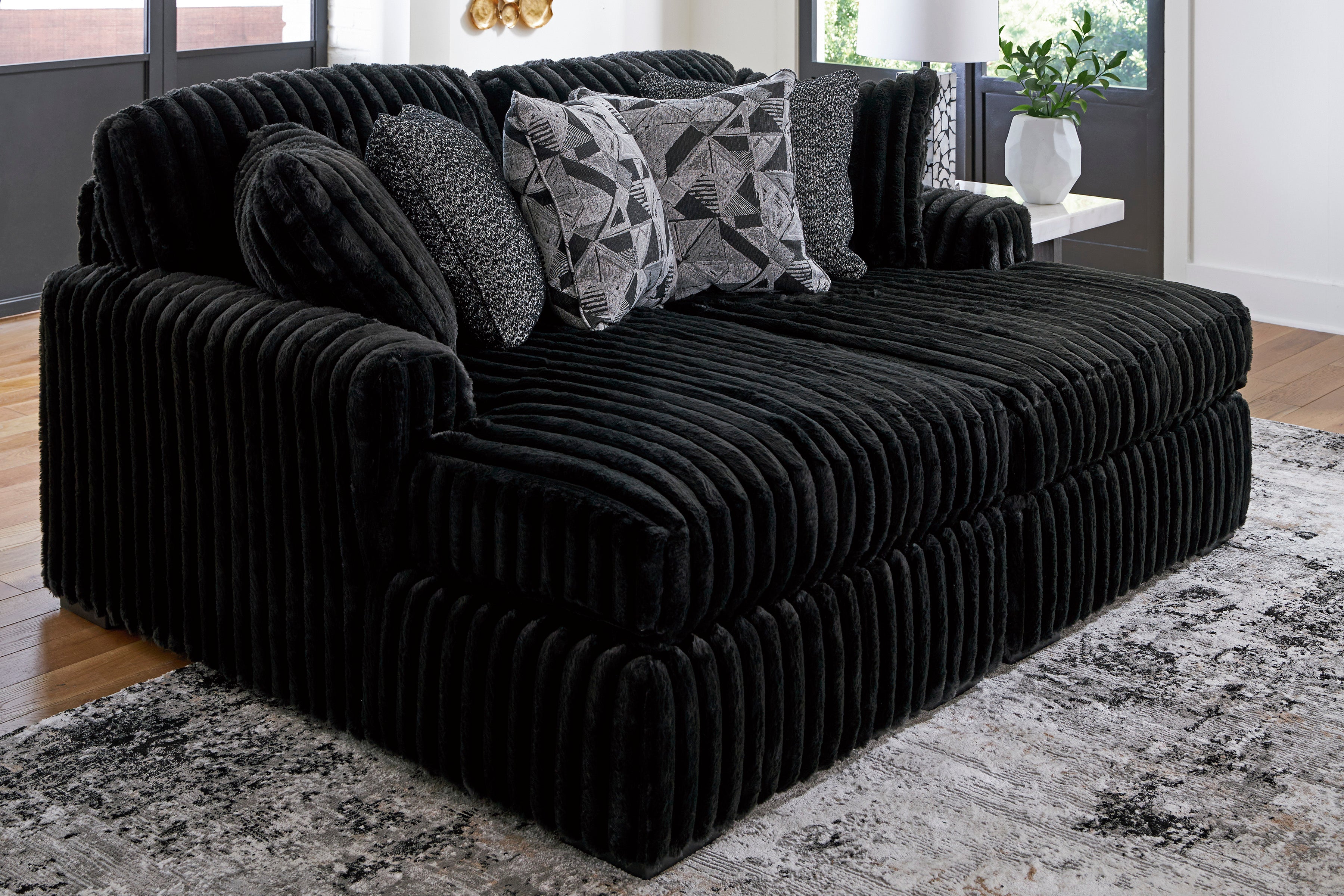 Midnight-Madness Onyx Corduroy Modular Sectional Units