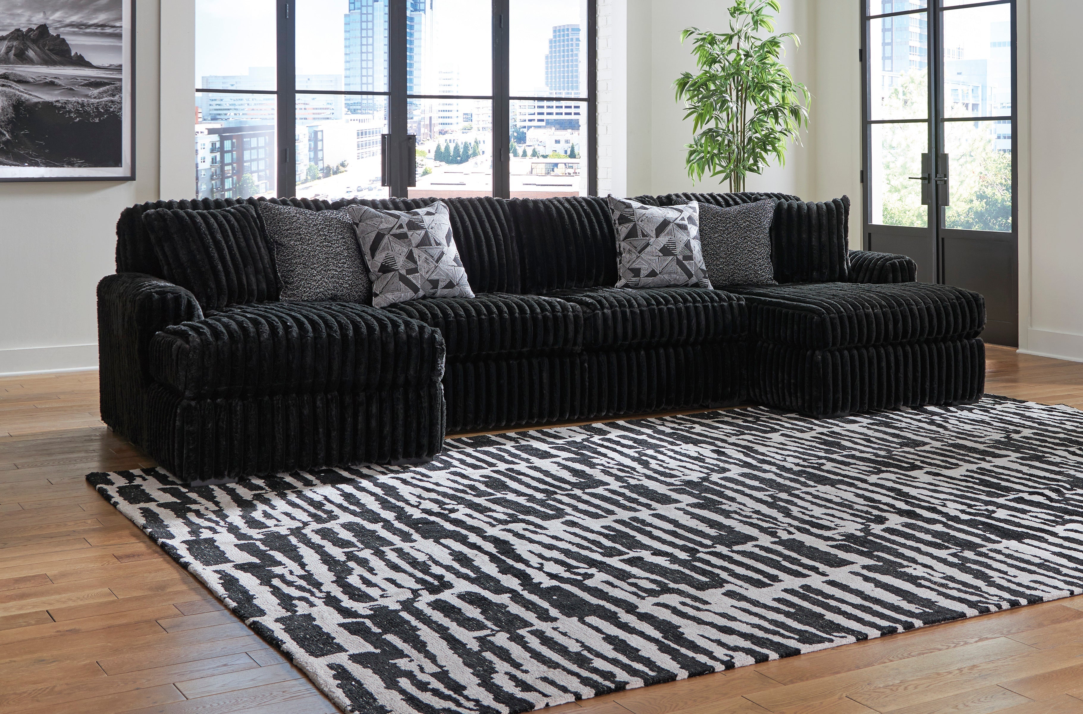Midnight-Madness Onyx Corduroy Modular Sectional Units