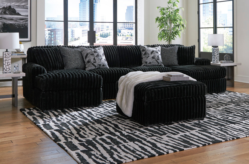 Midnight-Madness Onyx Corduroy Oversized Accent Ottoman