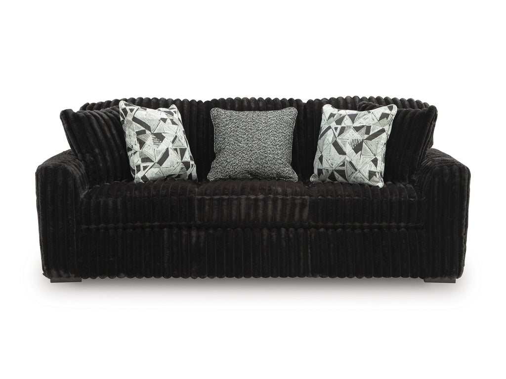 Midnight-Madness Onyx Corduroy Sofa and Loveseat Living Room Set