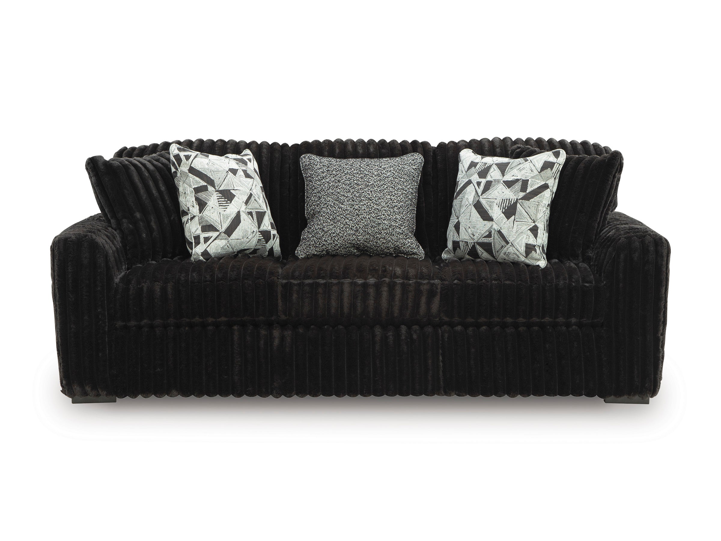 Midnight-Madness Onyx Corduroy Sofa and Loveseat Living Room Set