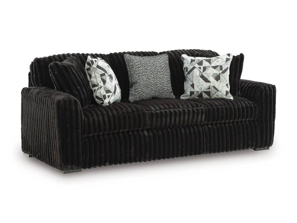 Midnight-Madness Onyx Corduroy Sofa and Loveseat Living Room Set