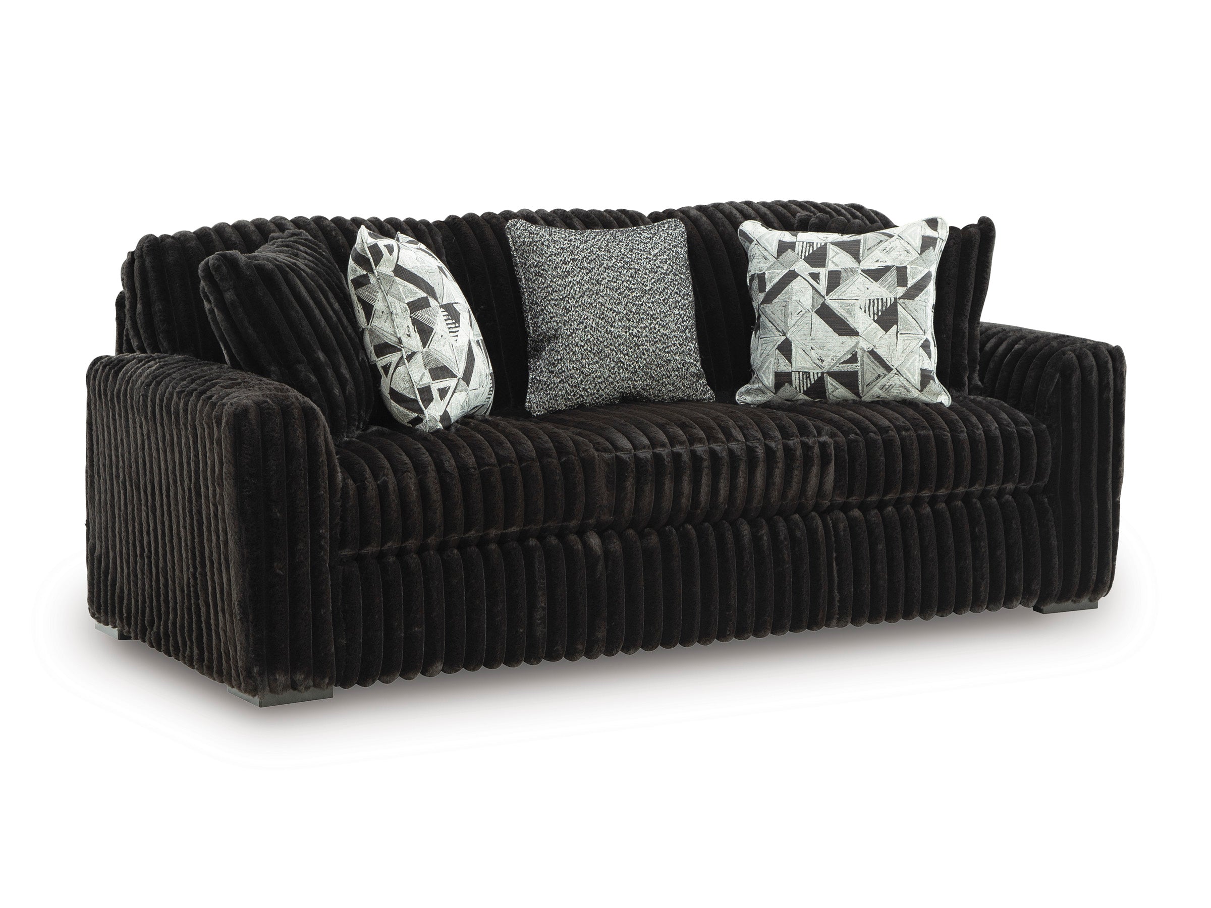 Midnight-Madness Onyx Corduroy Sofa and Loveseat Living Room Set