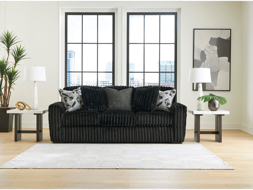 Midnight-Madness Onyx Corduroy Sofa and Loveseat Living Room Set