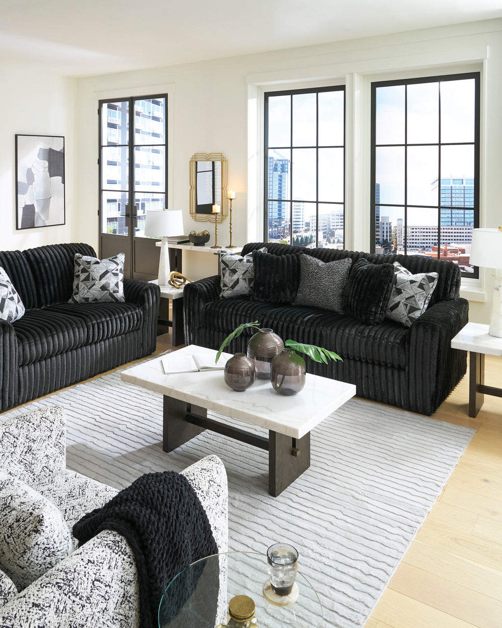 Midnight-Madness Onyx Corduroy Sofa