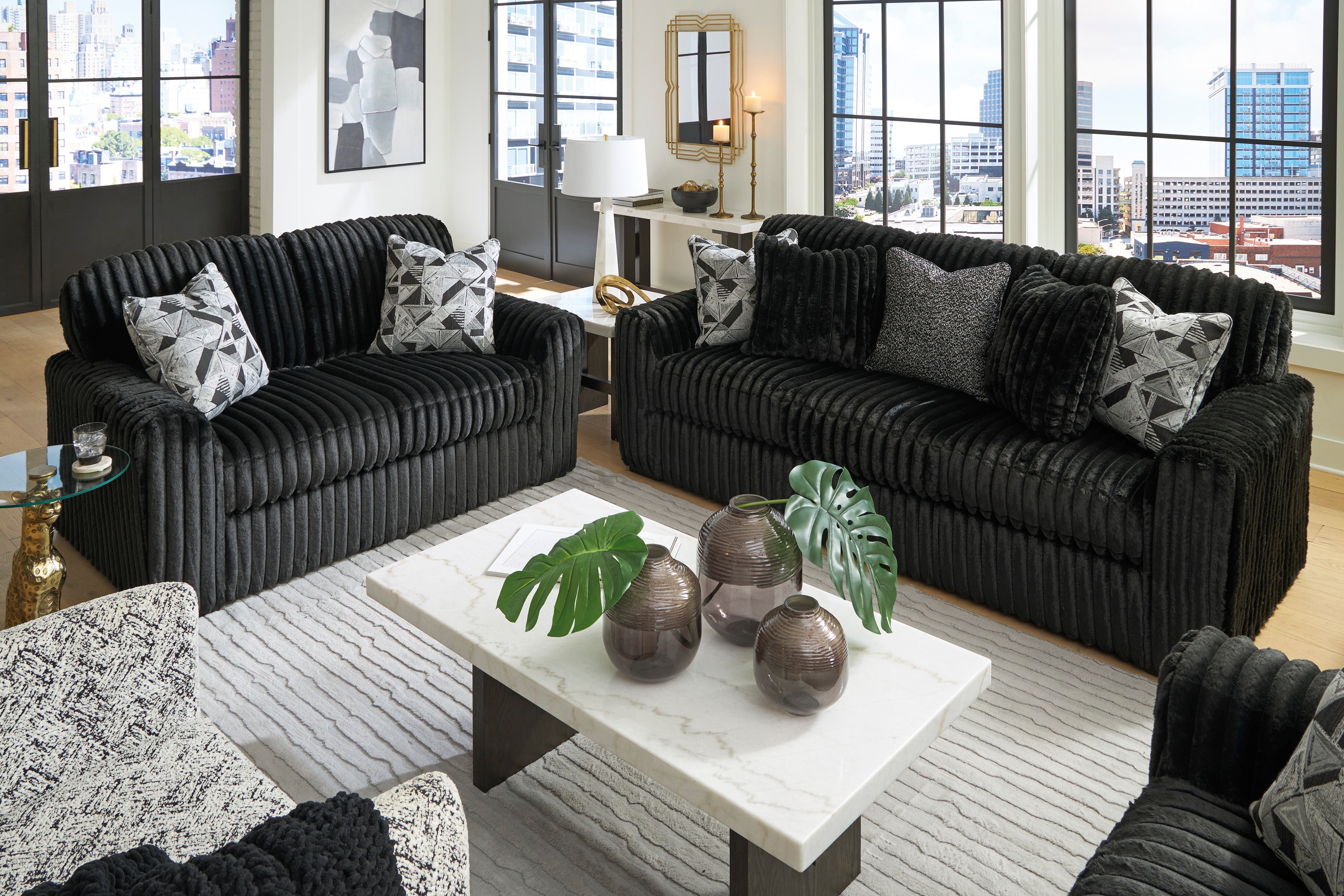 Midnight-Madness Onyx Corduroy Sofa