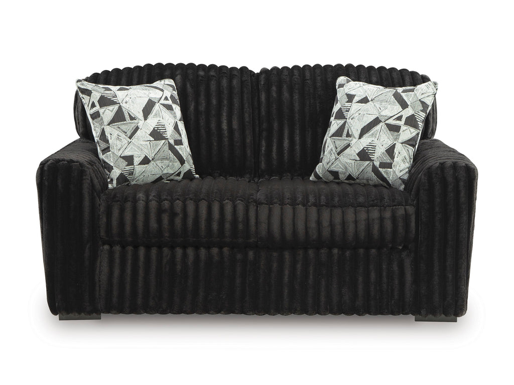 Midnight-Madness Onyx Corduroy Sofa and Loveseat Living Room Set