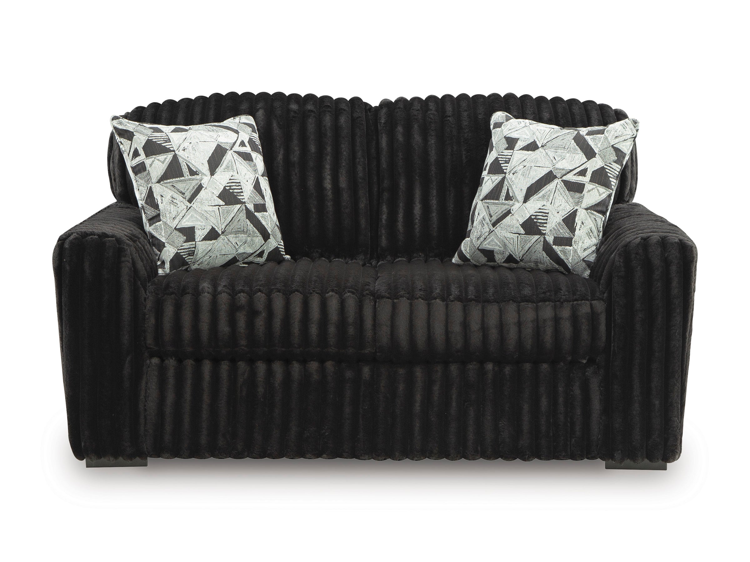 Midnight-Madness Onyx Corduroy Sofa and Loveseat Living Room Set