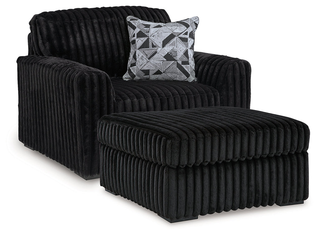 Midnight-Madness Onyx Oversized Chair and Ottoman