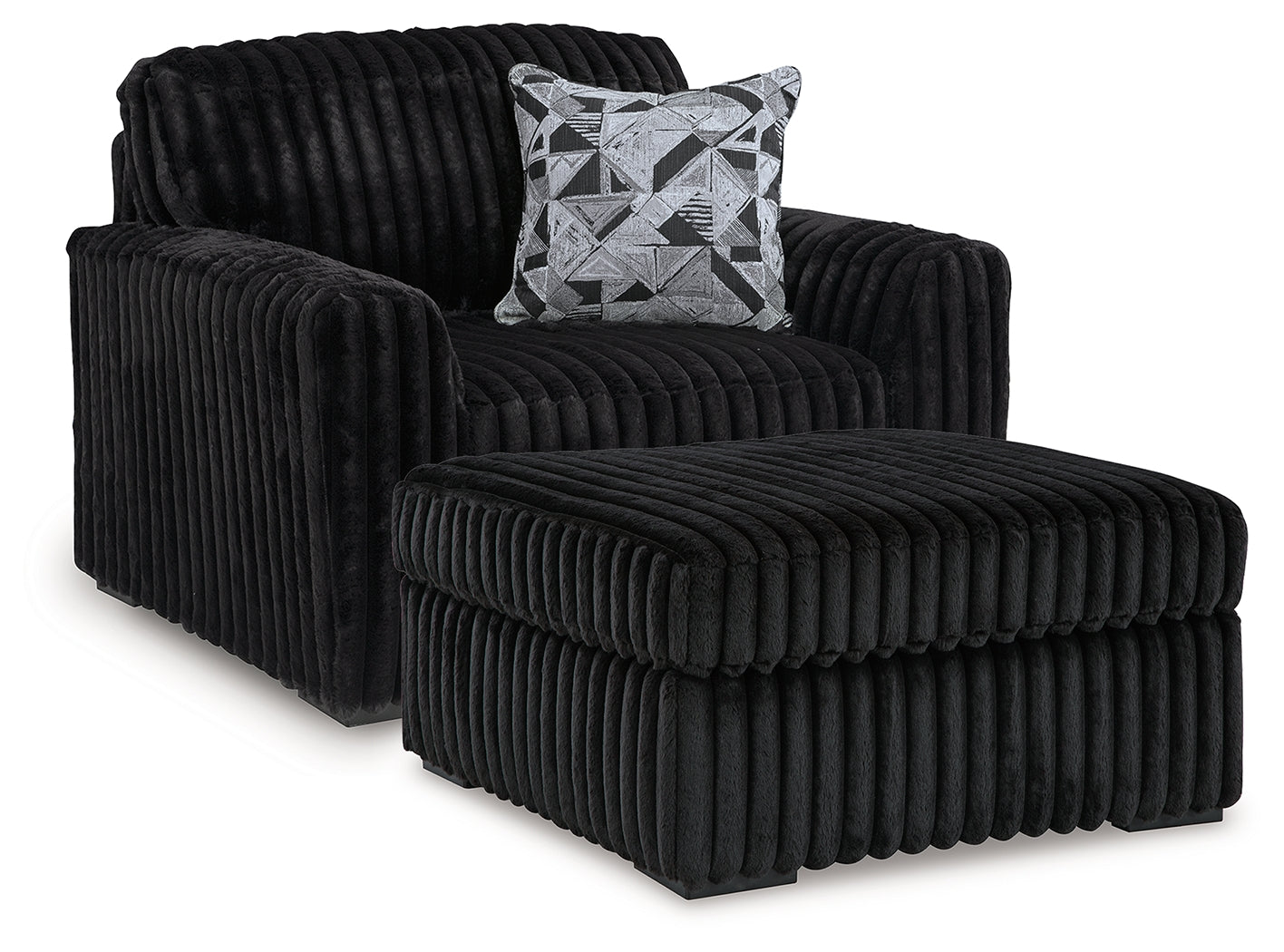 Midnight-Madness Onyx Oversized Chair and Ottoman