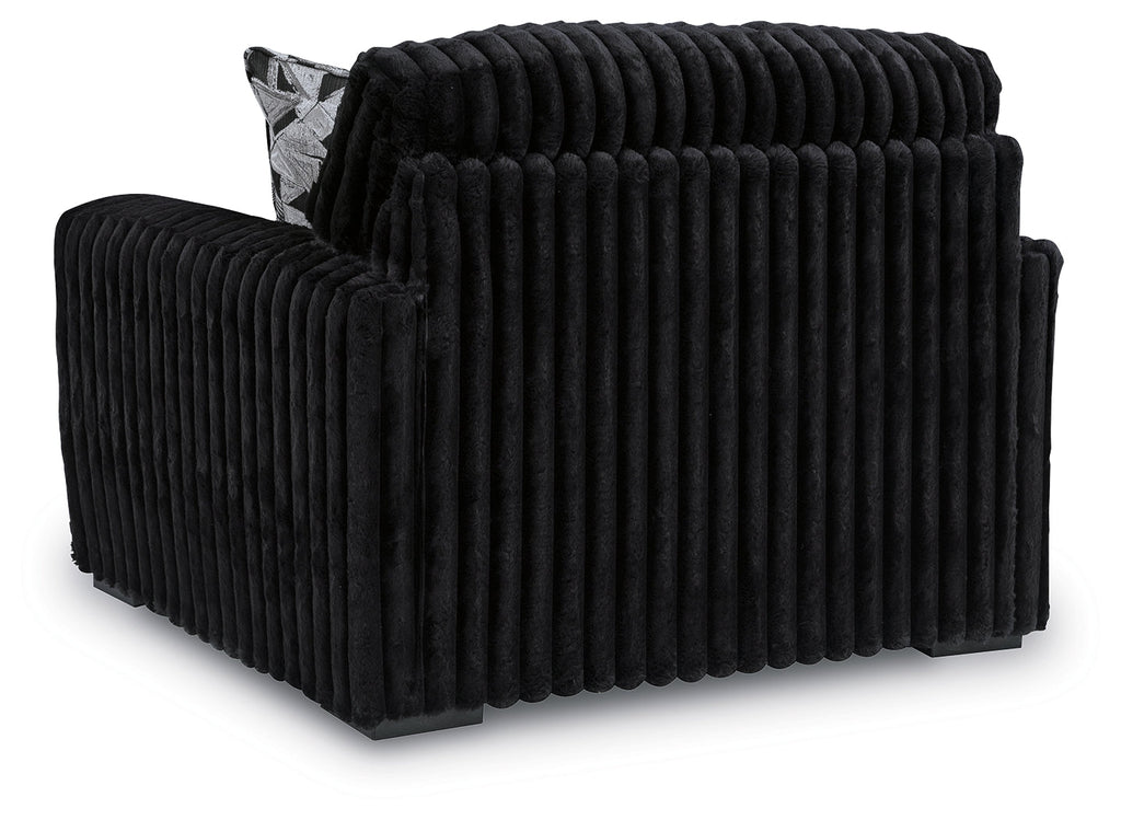 Midnight-Madness Onyx Oversized Chair and Ottoman