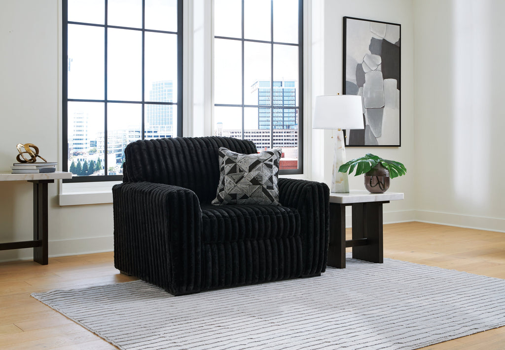 Midnight-Madness Onyx Oversized Chair and Ottoman