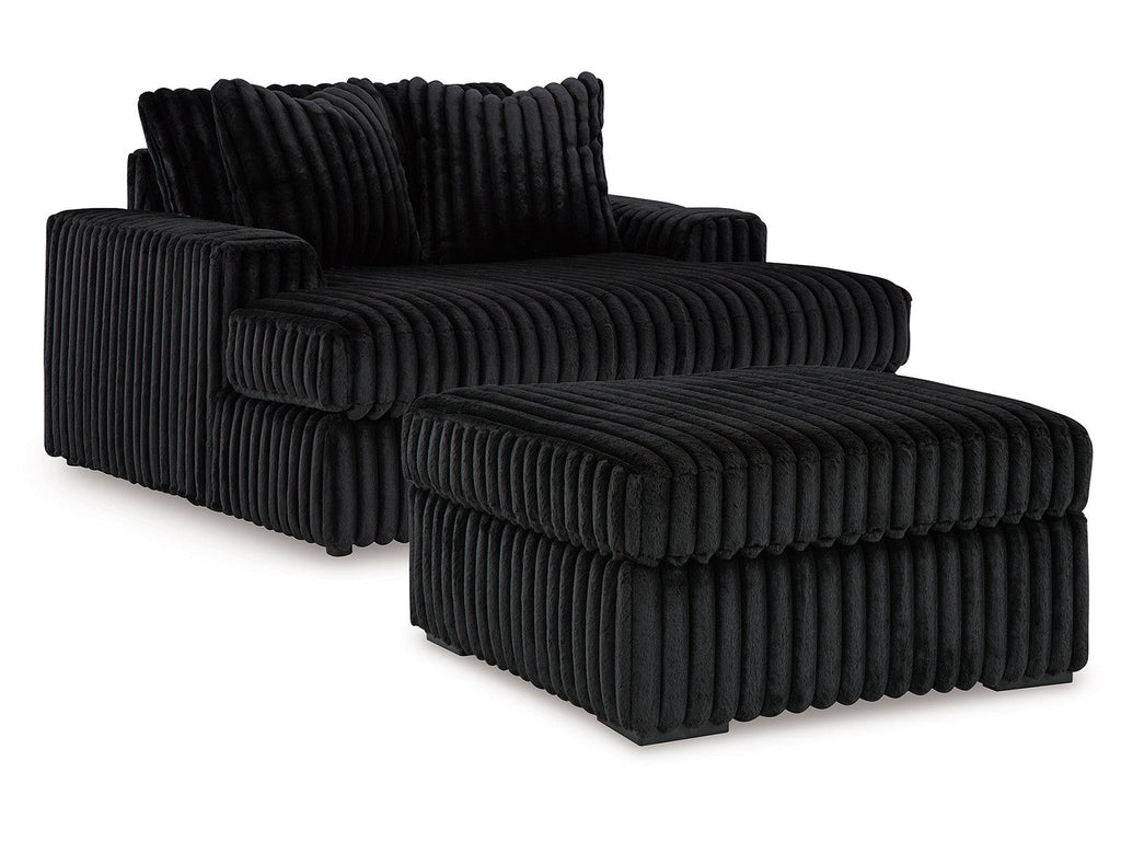 Midnight-Madness Onyx Oversized Chaise and Oversized Accent Ottoman