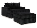 Midnight-Madness Onyx Oversized Chaise and Oversized Accent Ottoman