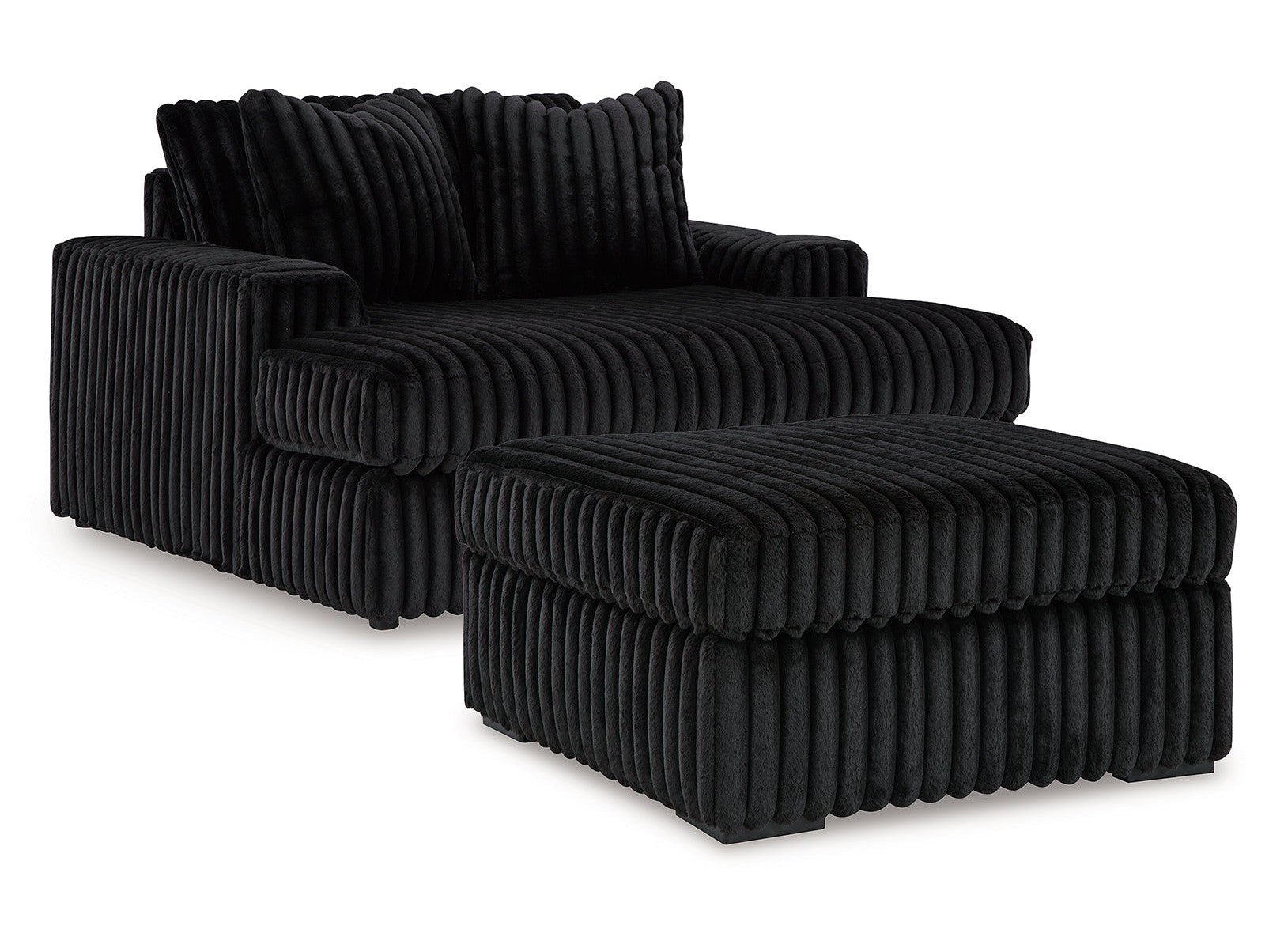 Midnight-Madness Onyx Oversized Chaise and Oversized Accent Ottoman