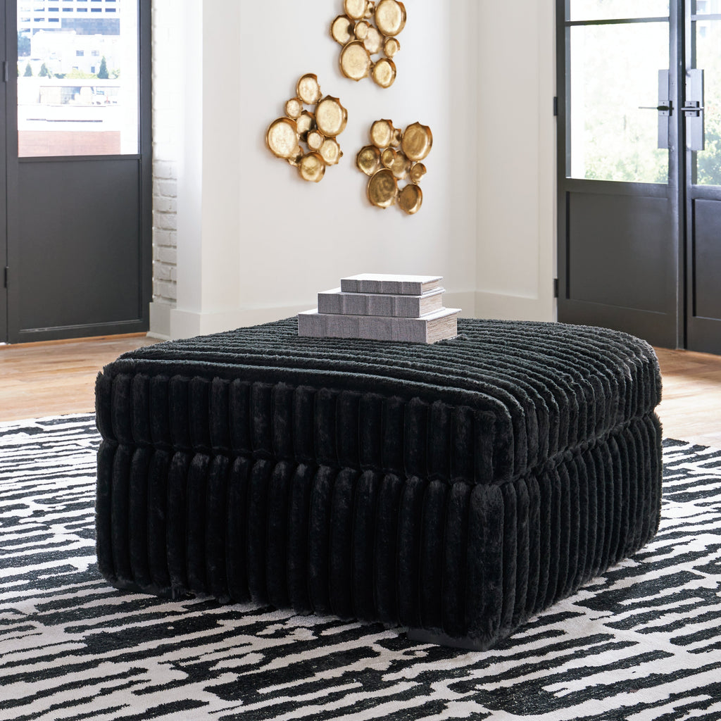 Midnight-Madness Onyx Oversized Chaise and Oversized Accent Ottoman