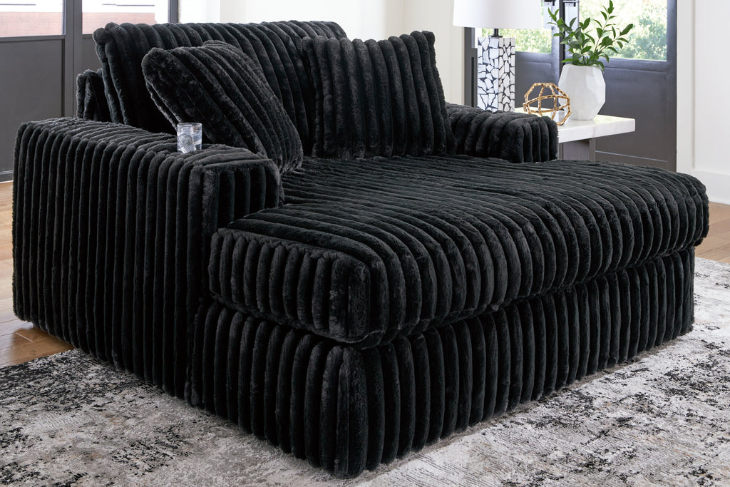 Midnight-Madness Onyx Oversized Chaise and Oversized Accent Ottoman