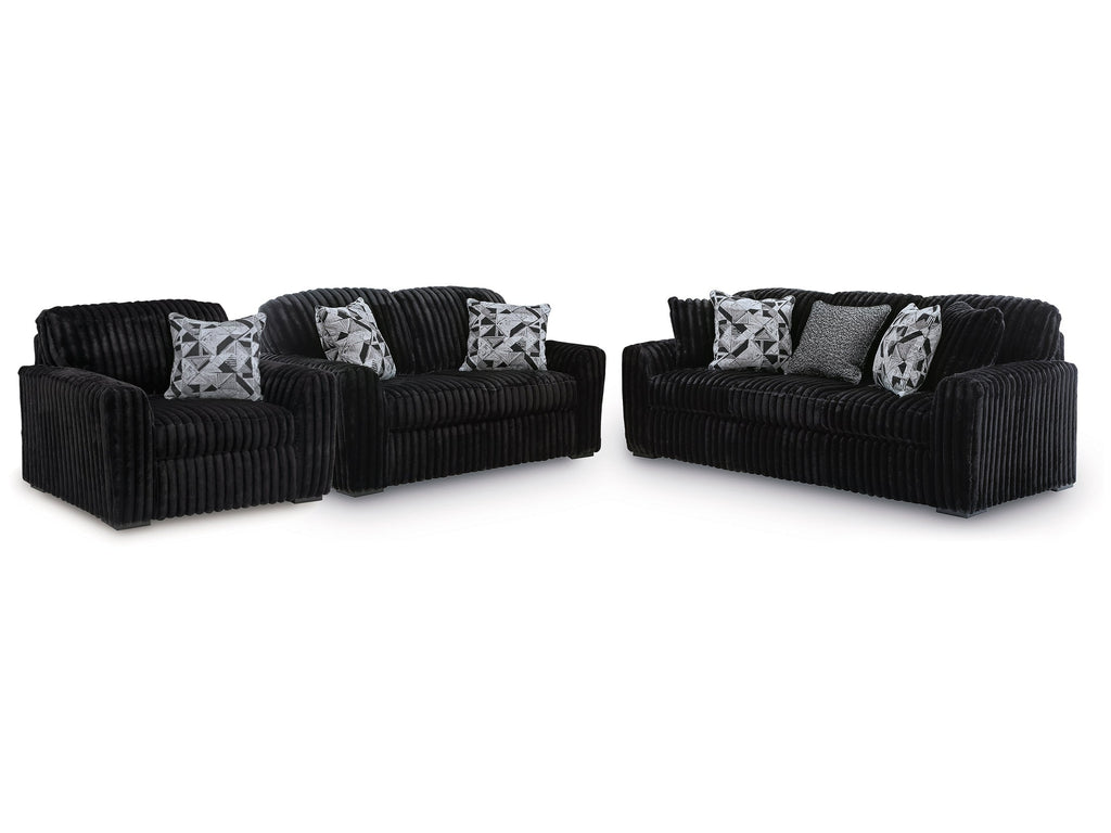 Midnight-Madness Onyx Sofa, Loveseat and Oversized Chair