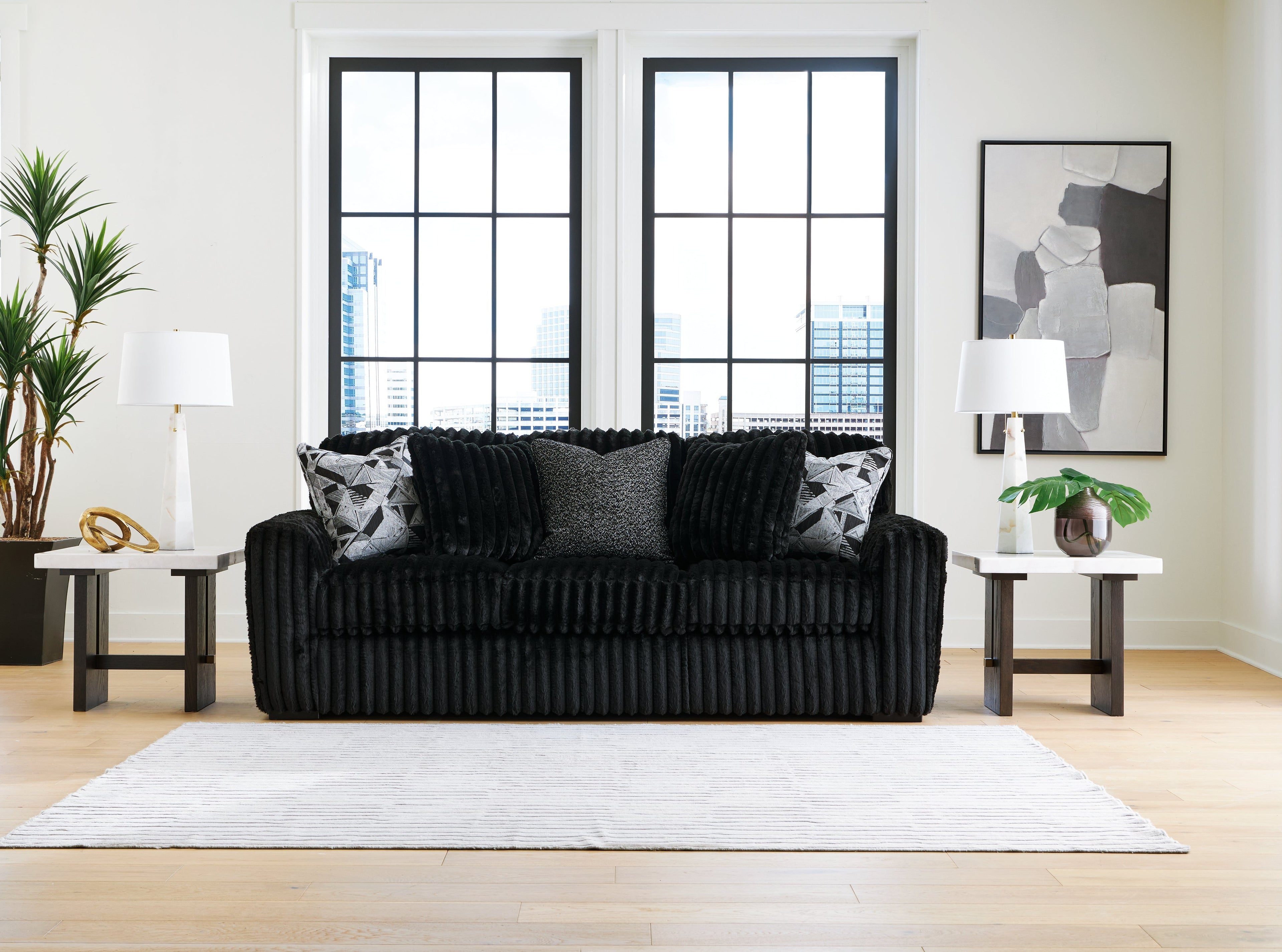 Midnight-Madness Onyx Sofa, Loveseat and Oversized Chair