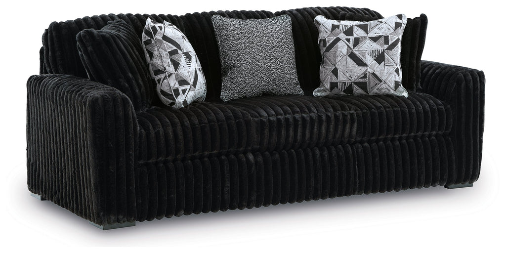 Midnight-Madness Onyx Sofa, Loveseat and Oversized Ottoman