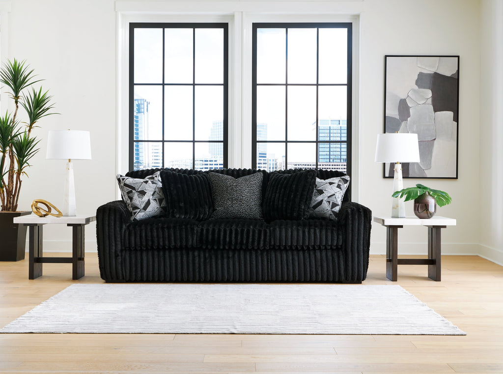 Midnight-Madness Onyx Sofa, Loveseat and Oversized Ottoman