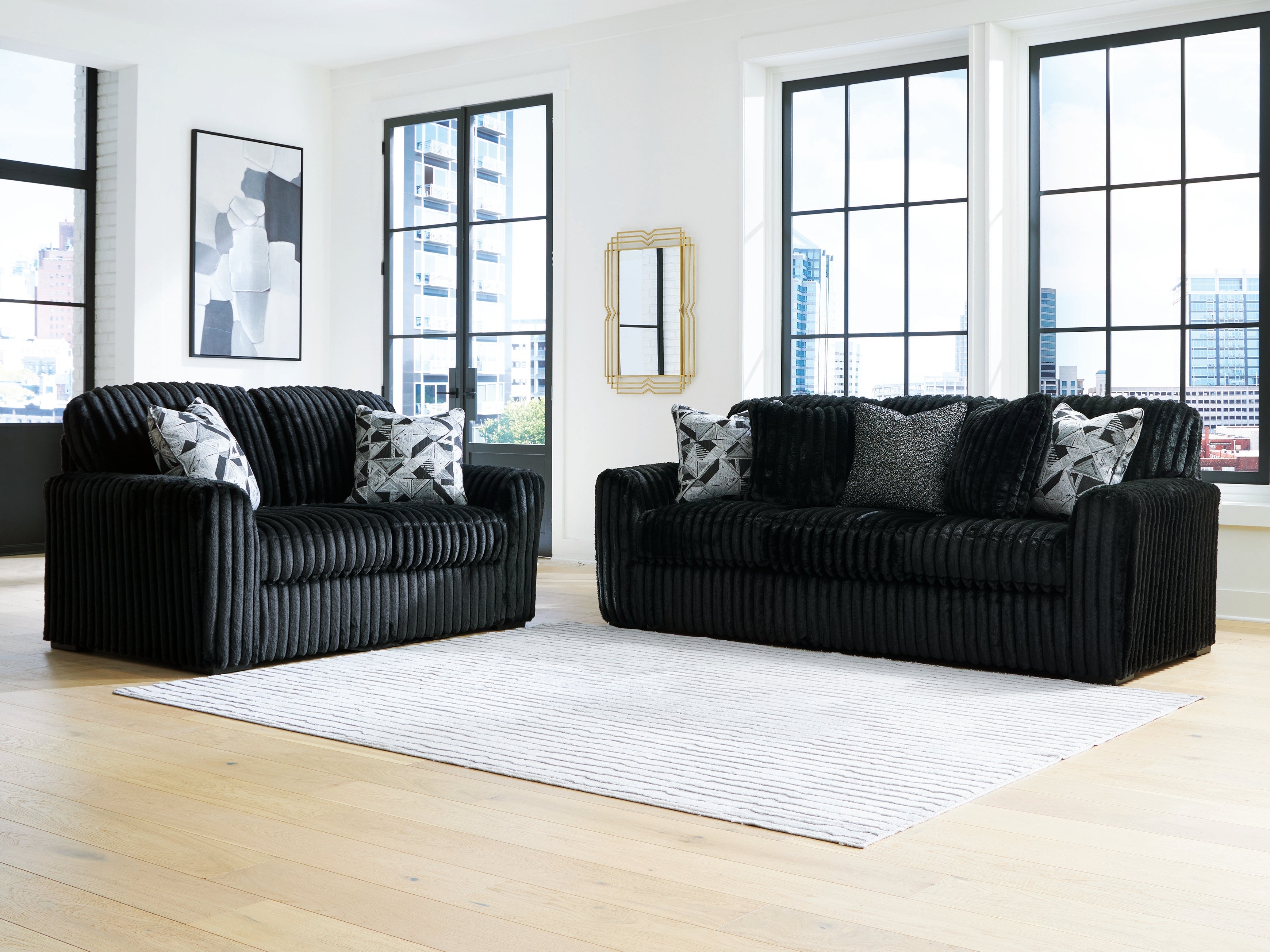 Midnight-Madness Onyx Sofa and Loveseat