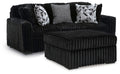 Midnight-Madness Onyx Sofa and Oversized Ottoman