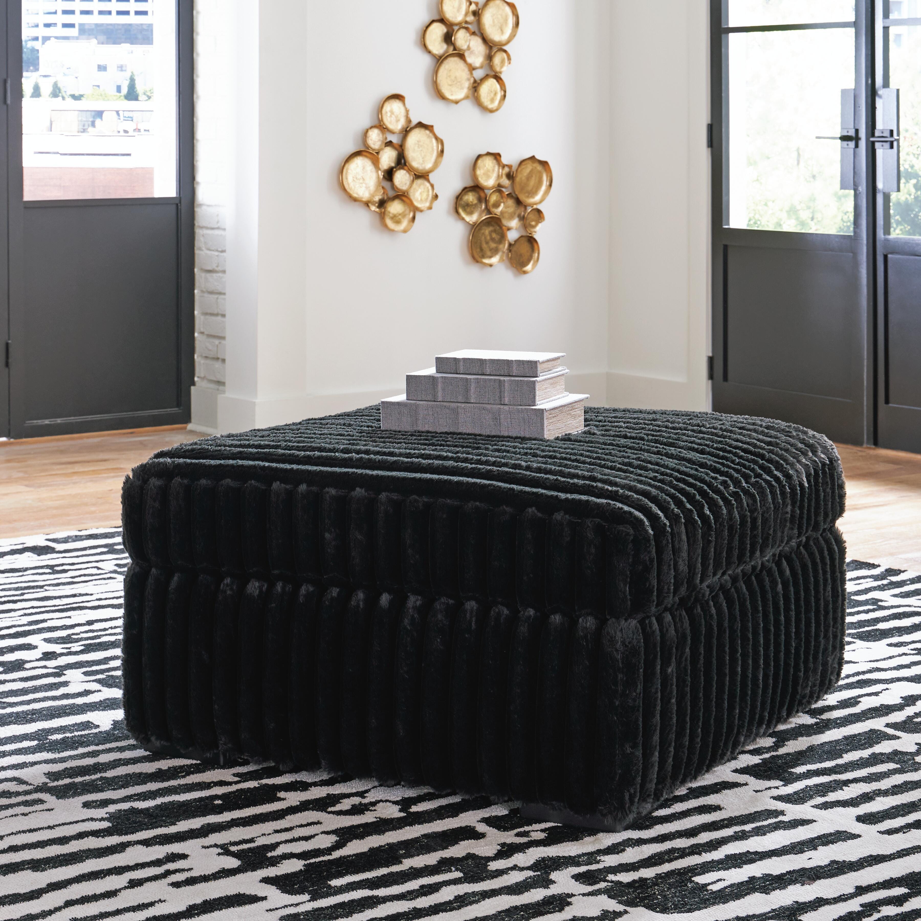 Midnight-Madness Onyx Sofa and Oversized Ottoman