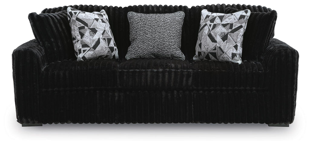 Midnight-Madness Onyx Sofa and Oversized Ottoman