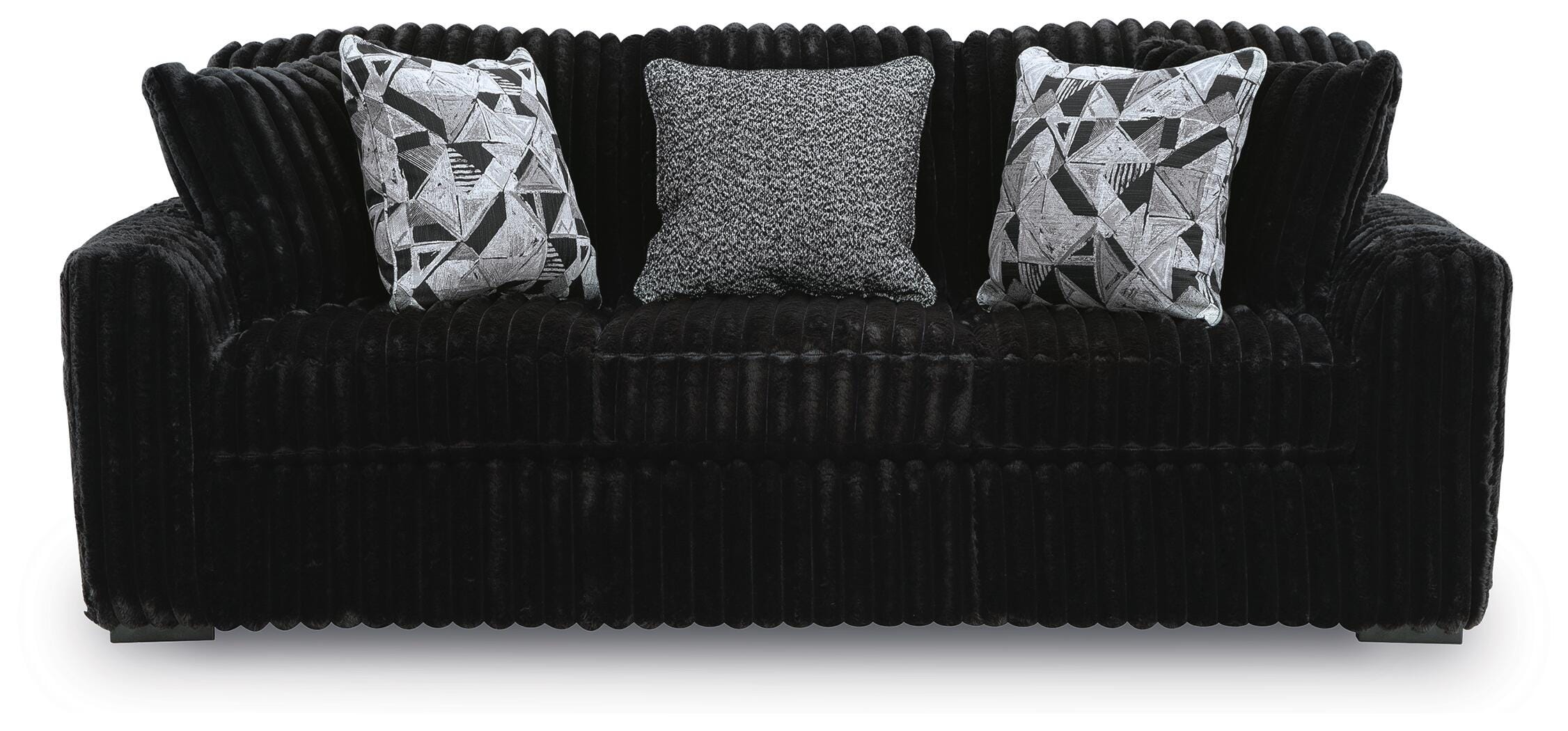 Midnight-Madness Onyx Sofa and Oversized Ottoman