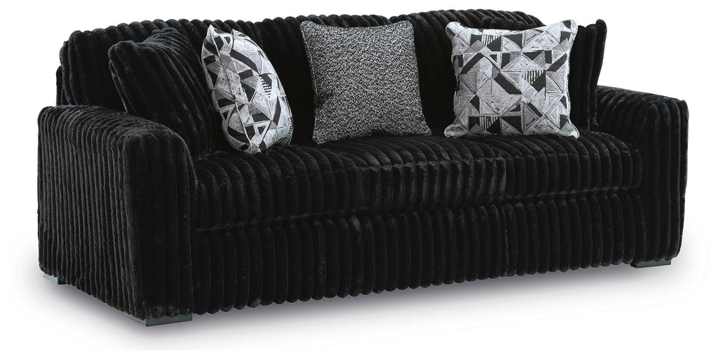 Midnight-Madness Onyx Sofa and Oversized Ottoman