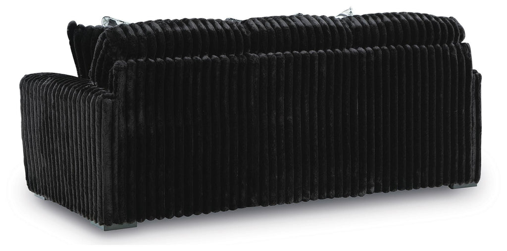 Midnight-Madness Onyx Sofa and Oversized Ottoman