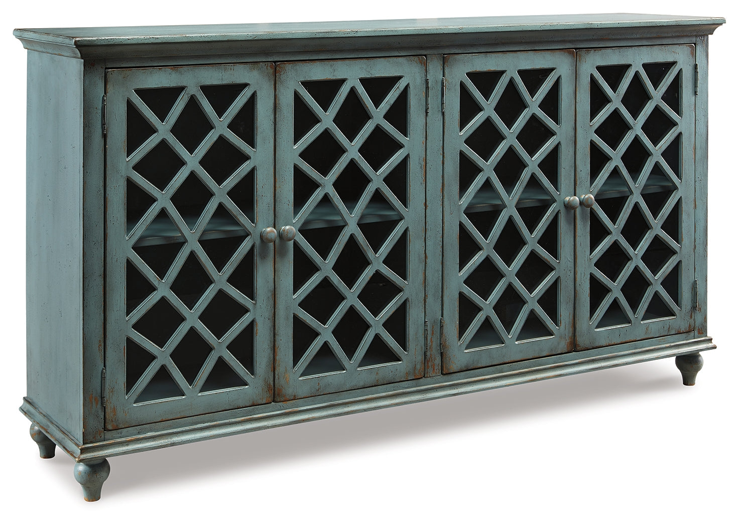 Mirimyn Antique Teal Accent Cabinet w/ 4 Door