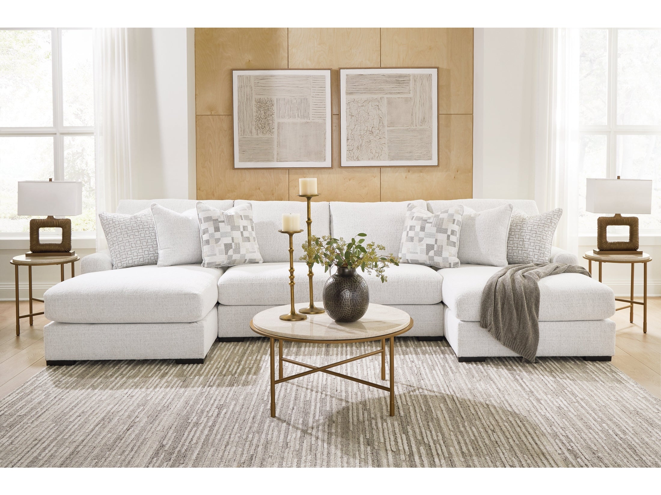 Misty-Lakes Chalk 4-Piece Double Chaise Sectional