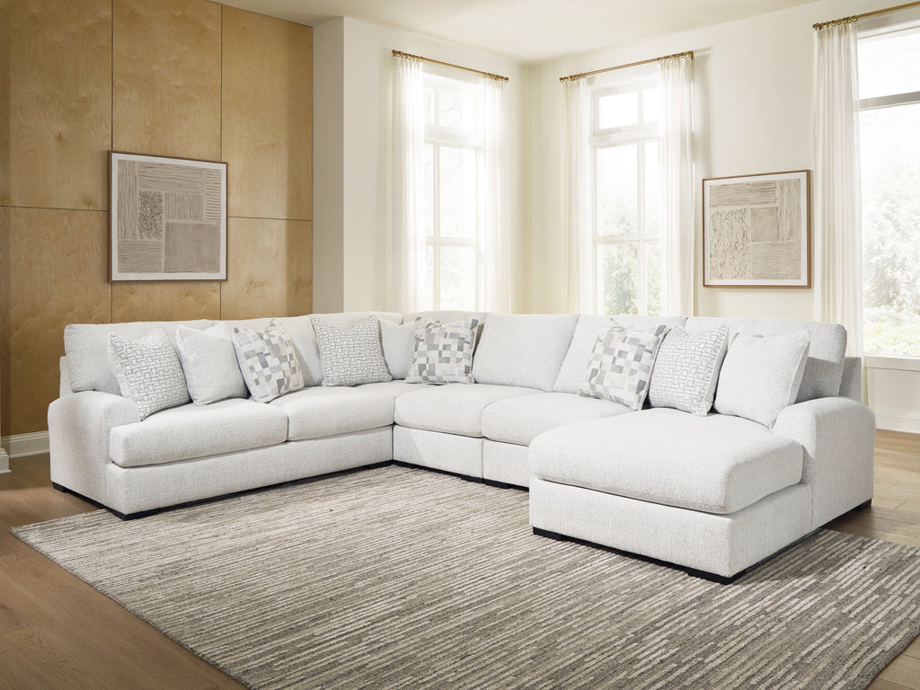 Misty-Lakes Chalk 5-Piece Sectional with Chaise