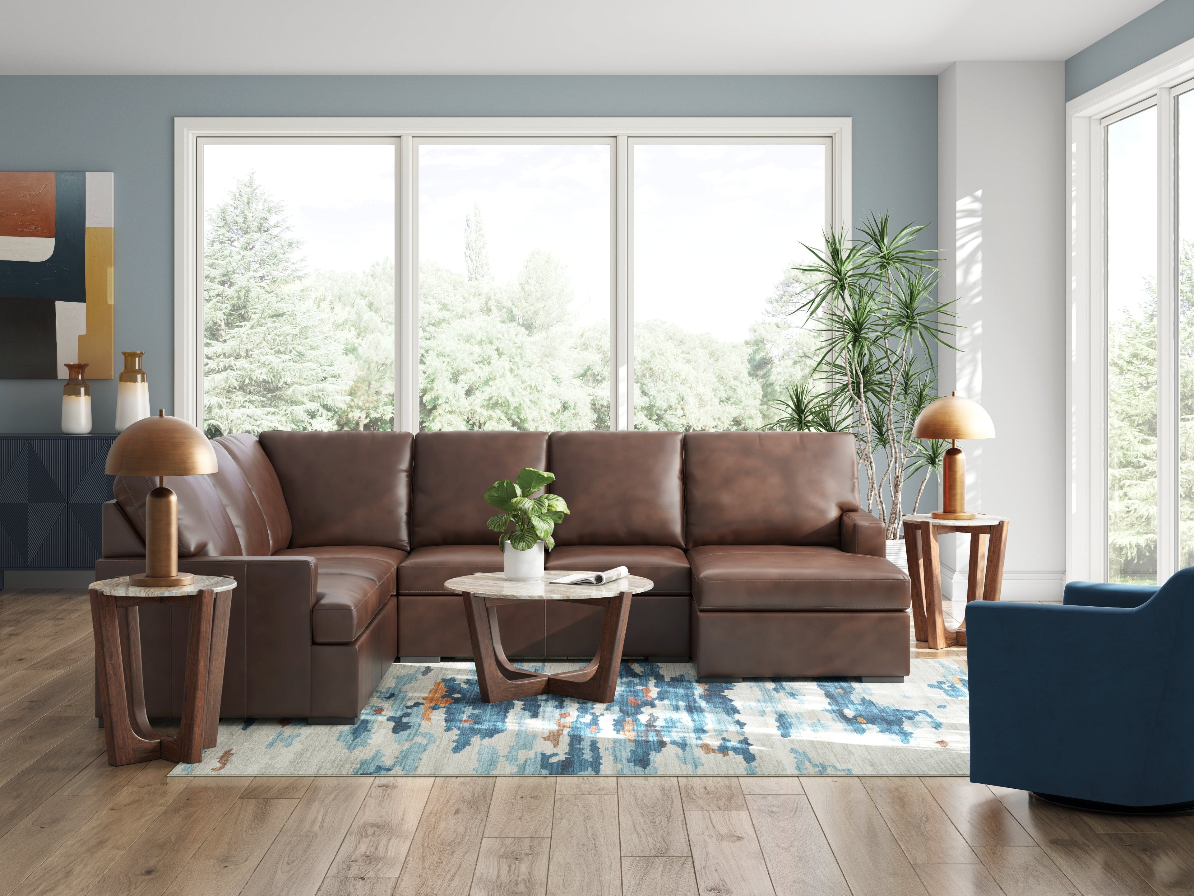 Modern Day Coffee 3-Piece Sectional with Chaise