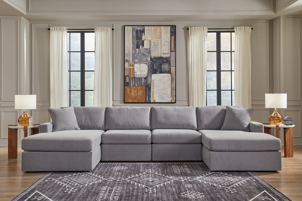 Modmax Granite 4-Piece U Shape Sectional with Double Chaise