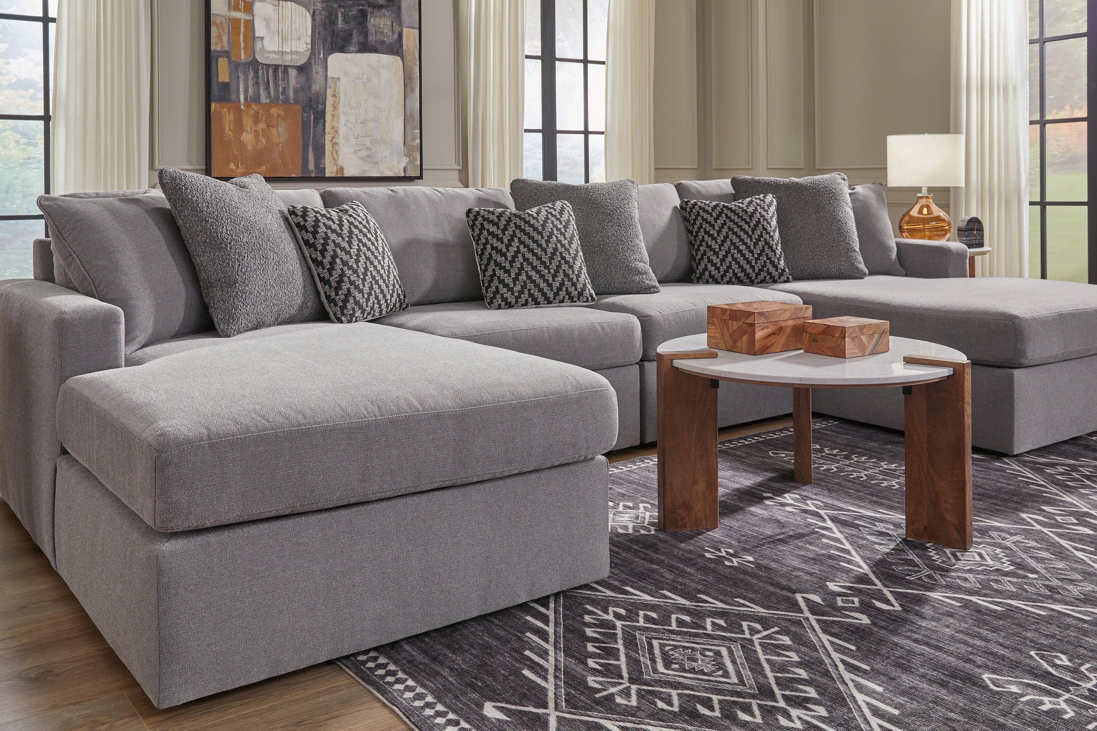 Modmax Granite 4-Piece U Shape Sectional with Double Chaise