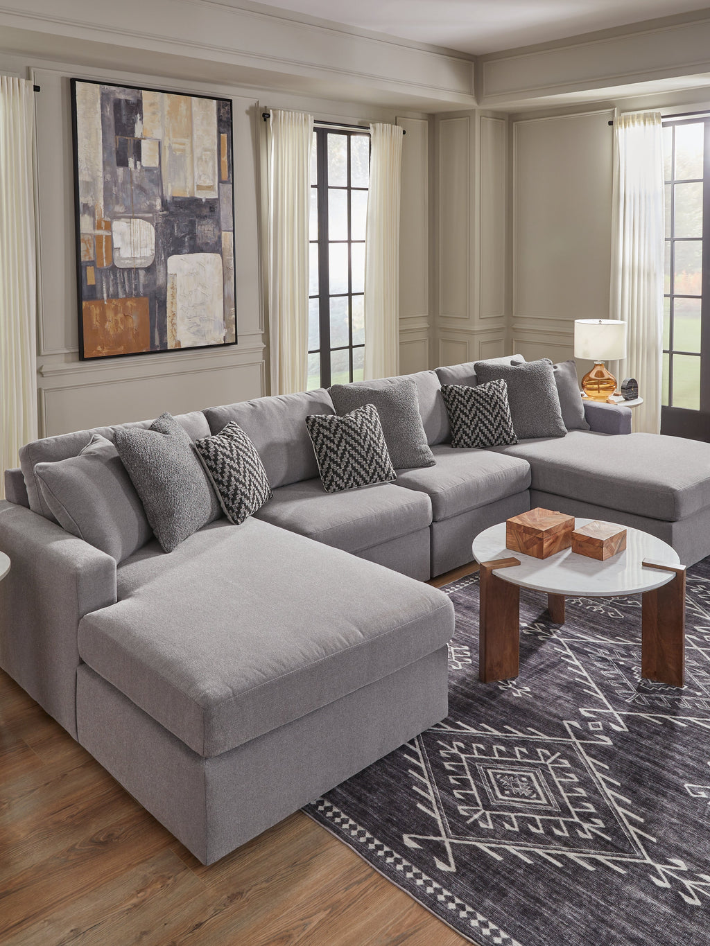 Modmax Granite 4-Piece U Shape Sectional with Double Chaise