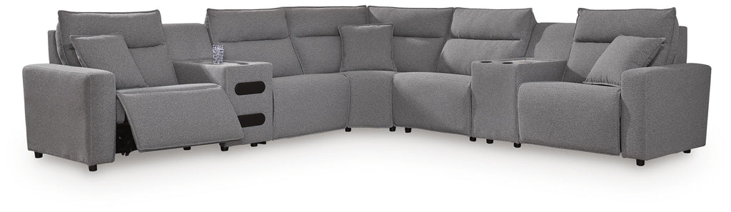Modmax II Salt and Pepper 7 Pc Power Reclining Sectional