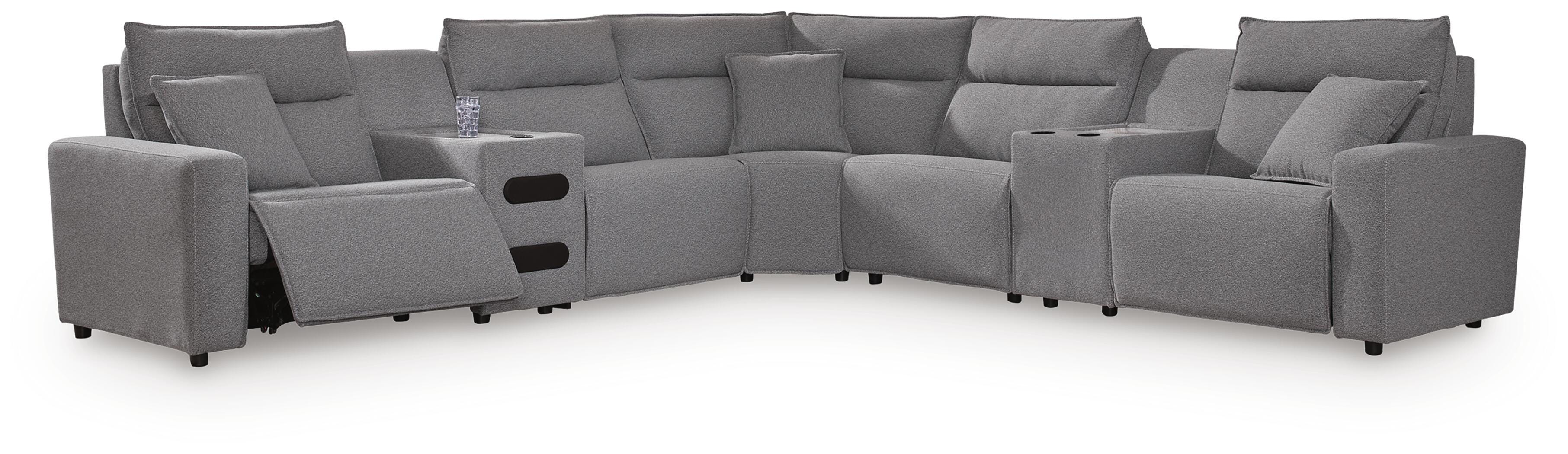 Modmax II Salt and Pepper 7 Pc Power Reclining Sectional