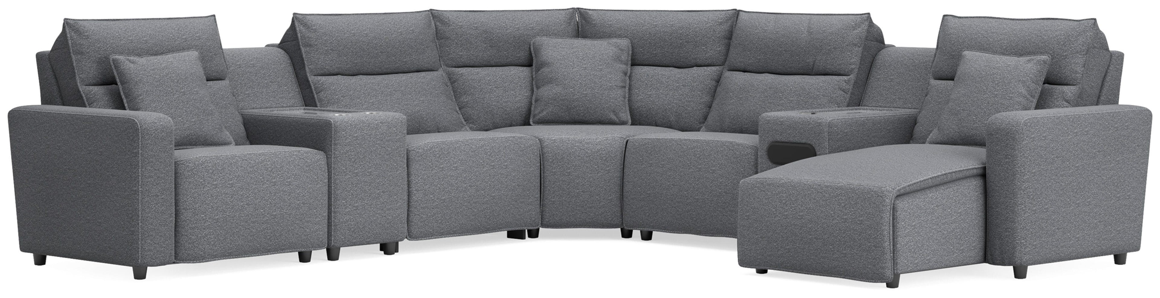 Modmax II Salt and Pepper 7 Pc Power Reclining Sectional