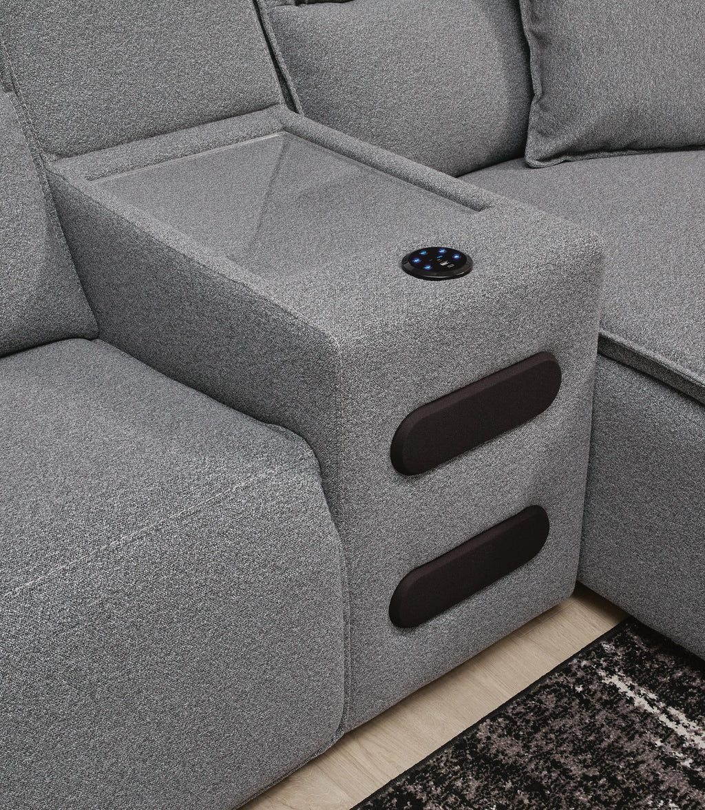 Modmax II Salt and Pepper 7 Pc Power Reclining Sectional