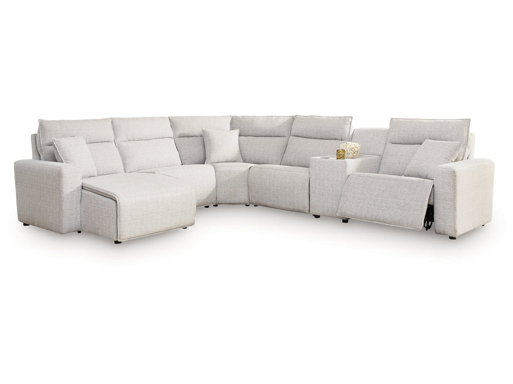 Modmax II Stone 6 Pc Power Reclining Sectional w/ Chaise and Console