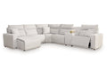 Modmax II Stone 6 Pc Power Reclining Sectional w/ Chaise and Console