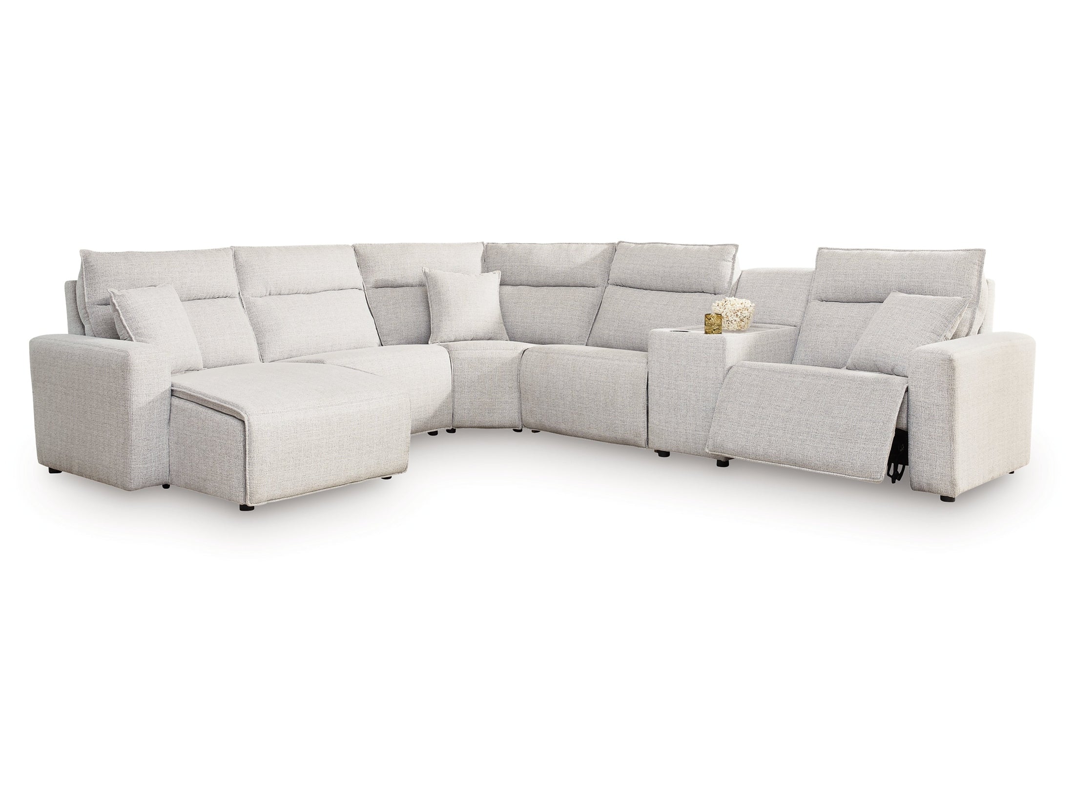 Modmax II Stone 6 Pc Power Reclining Sectional w/ Chaise and Console
